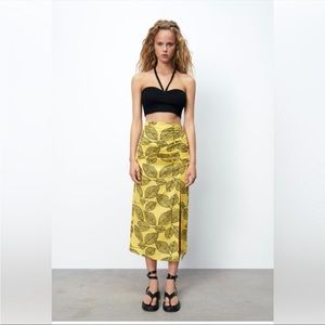 Zara yellow midi skirt